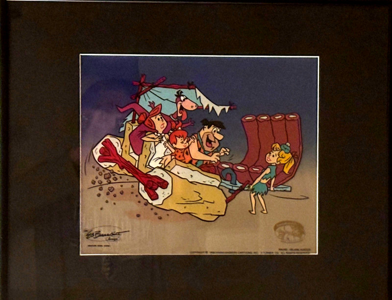 Framed - Hanna-Barbera Flintstones Sericel Cel Fred Wilma Pebbles Dino art