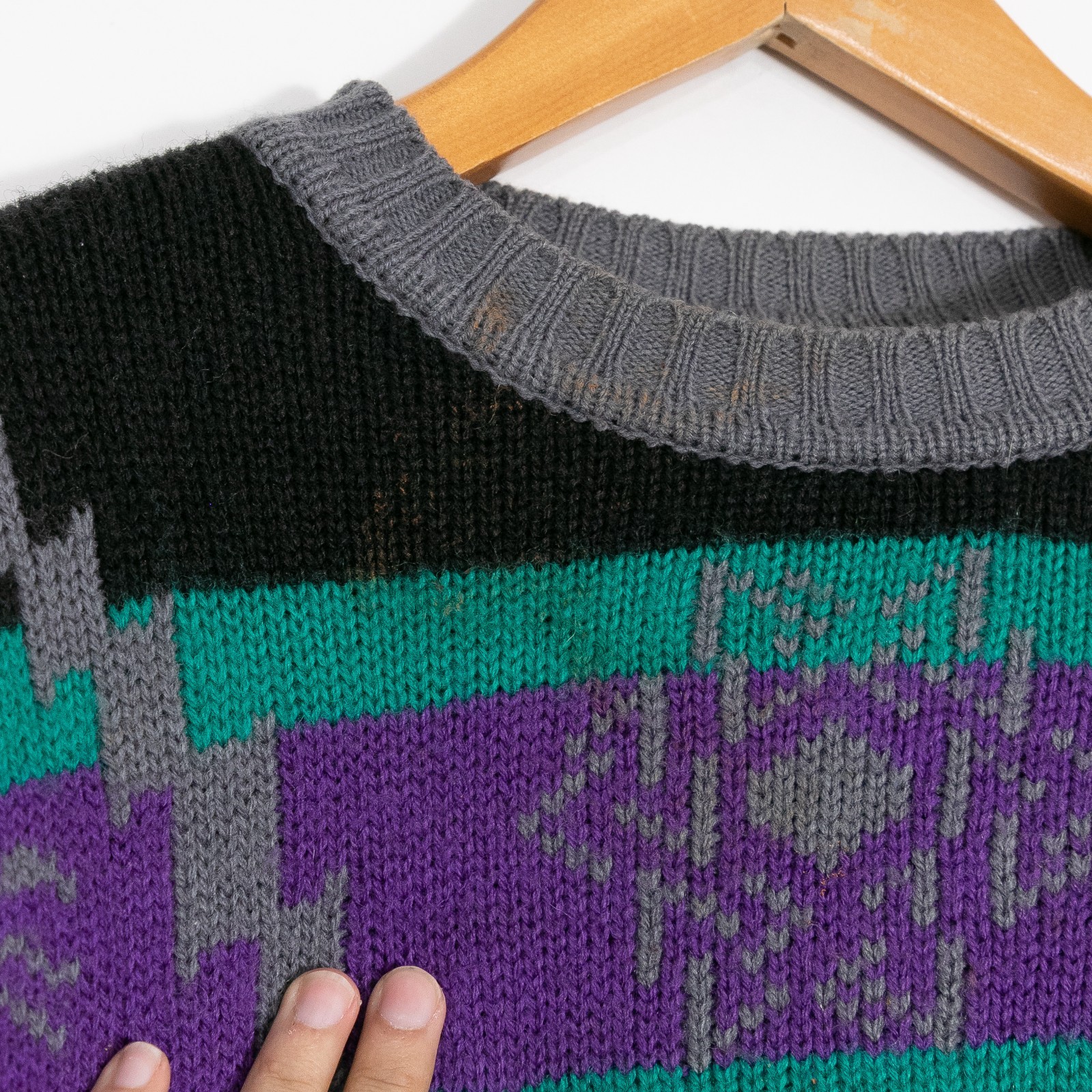 Vintage Aztec Pattern Reversible Wool Sweater Men… - image 4