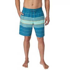 Hang Ten Men's Swim Short 4 Way Stretch Quick Dry Swim Trunk Green, Blue A5