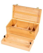Large Art Supply Organizer Tool , Solid Beech Wood, Natural