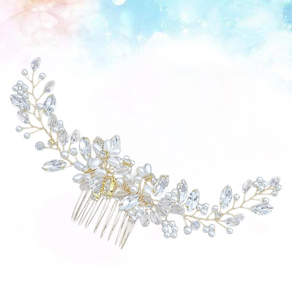 MELLIEX 4 Pezzi Fermagli a Pettine da Sposa, Pettine per Capelli da Sposa Perle Fiore Strass Accessori per Capelli da Sposa per Donne e Ragazze, Argento