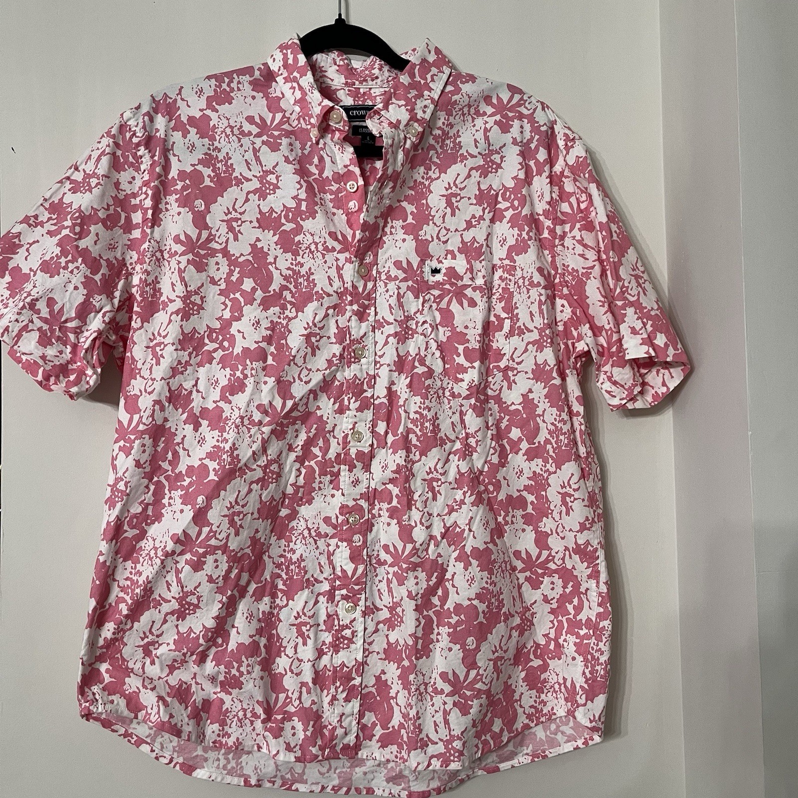 Crown & Ivy Men's Short Sleeve Button-Up Floral Shirt Size Large