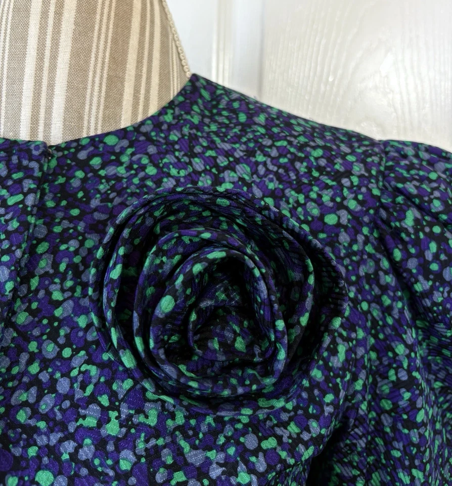 Chaqueta De Colección Años 80 RAUL BLANCO Alta Costura 100% Seda Peplum Manga Abullonada Hombros Grandes-6 Foto 3 de 4