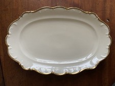 Schumann Bavaria antike Servierplatte - elfenbein mit Goldrand  - oval