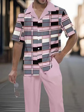 Men's Outfit 2 Piece Set Shirt Pants Suit PLUS SIZE BIG 4XL