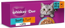 WHISKAS DUO Adult Wet Cat Food in Jelly 40x85g Surf & Turf 4.73 per kilo