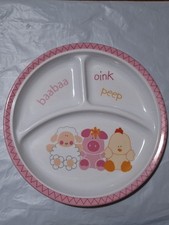 3 section kid plates 2pk, one blue and one pink