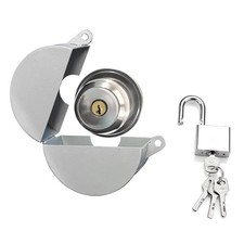 Door Handle Lock Cover with Padlock and Keys Door Knob Lock Out Device Preven...