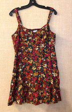 Old Navy Sleeveless cami A-line dress size LP black with colorful floral print
