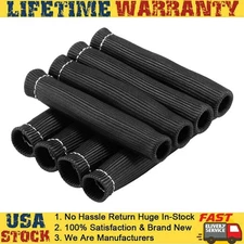 2500° 6" Spark Plug Wire Boots Protector Black Sleeve Heat Shield Cover 8Pcs -