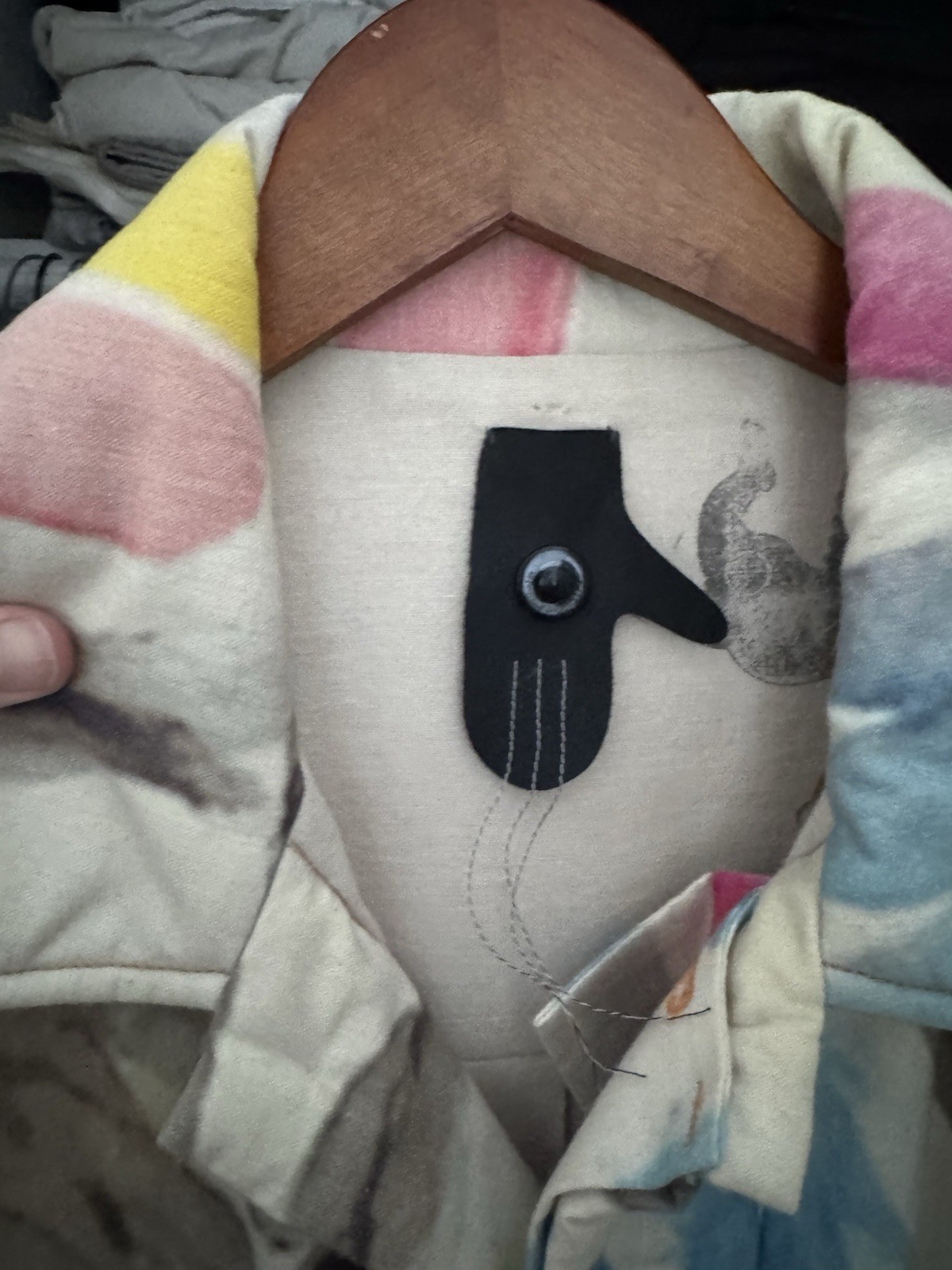 Multicolor Abstract Bomber Jacket with Button, Ep… - image 3