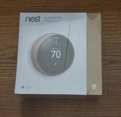 Google Nest 3rd Gen Learning Thermostat T3021US Copper- Sealed !