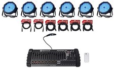 6 Eliminator ADJ MEGA GO PAR 64E RGB UV PAR Wash Lights DMX Controller Remote