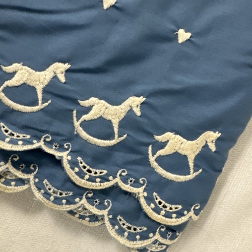Vintage Fabric Cotton Scalloped Embroidered Rocking Horse 3 yards - Picture 2 of 4