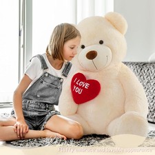 Giant Teddy Bear Stuffed Animal 52" - Big Teddy Bear with Heart - Large I Love Y