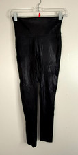 Spanx Women's High Waist Metallic Stretch Shiny Leggings Black Petite Small
