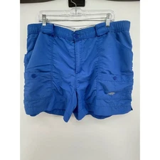 AFTCO Bluewater Fishing Shorts Mens Size 38 Blue Utility Cargo button Pockets