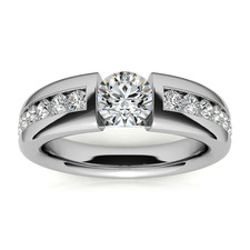 Mens Round Diamond Ring 1.90 Ct IGI Lab Created 14K Solid White Gold Band 6.5 MM