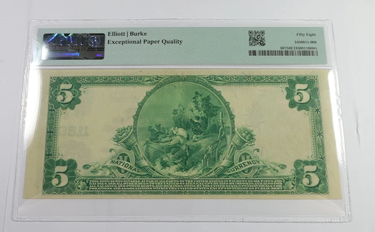 1902 PMG Choice AU58 EPQ Cleveland Brotherhood of Locomotive $5 Note #57881F - Image 3 of 4