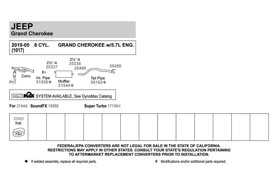 For Jeep Grand Cherokee 05-10 Walker Aluminized Steel Exhaust Intermediate Pipe - Изображение 3 из 4