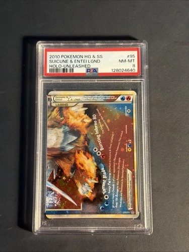Pokemon Suicune & Entei Legend Bottom Holo Unleashed 95/123 PSA 8