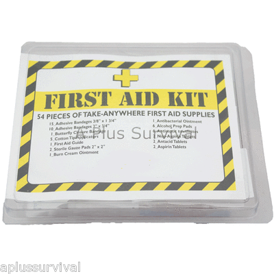 54 Piece First Aid Kit Plastic Travel Case Camping Survival Emergency Disaster