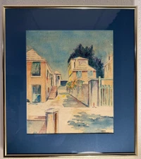 Rare 1936 Original Alfred Birdsey Watercolor Signed Landscape Harbor markystore