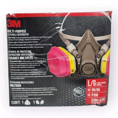 3M OV AG P100 Pro Multi-Purpose LG Respirator Adjustable Straps (Box Damage)
