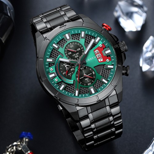 CURREN Orologi Uomo Acciaio Inox Orologio da Polso Cronografo Uomo Orologio Luminoso - Foto 11 di 34
