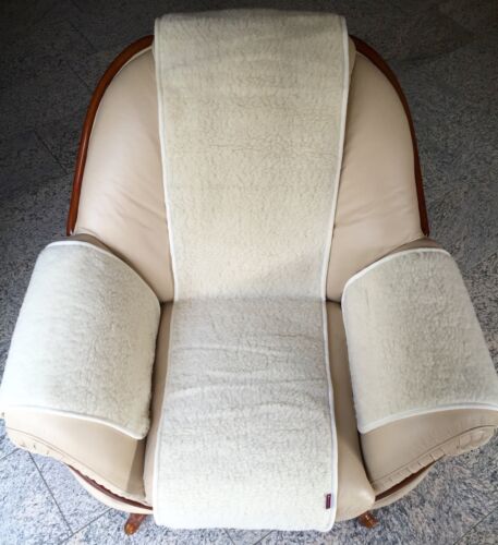 Protector de sillón 3 piezas en lana merina rizado 40x200 cm cubierta 100% lana  - Imagen 1 de 3