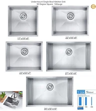  Handmade Zero Radius Single Bowl 304Stainless Steel kitchen Sink 