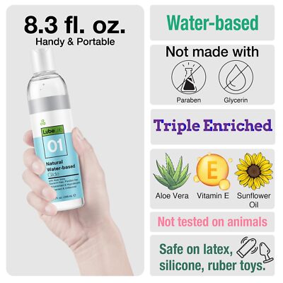Waterbased Lube 8.3 Fl Oz. Personal Lubricant w/Aloe & Vitamin E Free of  Para