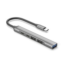 Aluminum Type C HUBs 5 in 1 HUBs with Type C Port and USB 3.0/2.0 Port for PC