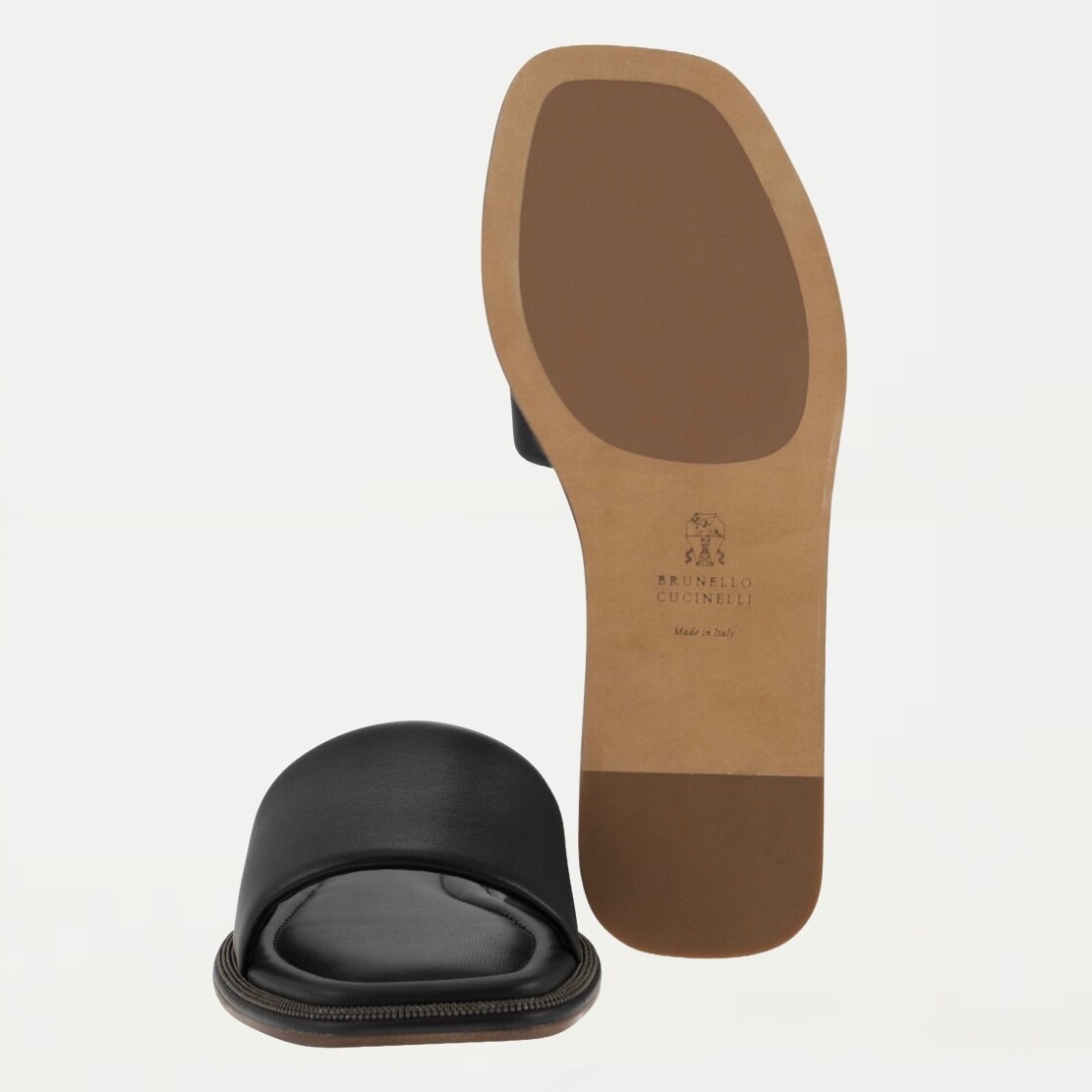 サンダル・ミュール BRUNELLO CUCINELLI Nappa leather slides with jewellery Brunello Cucinelli Monili Embellished Leather Slides