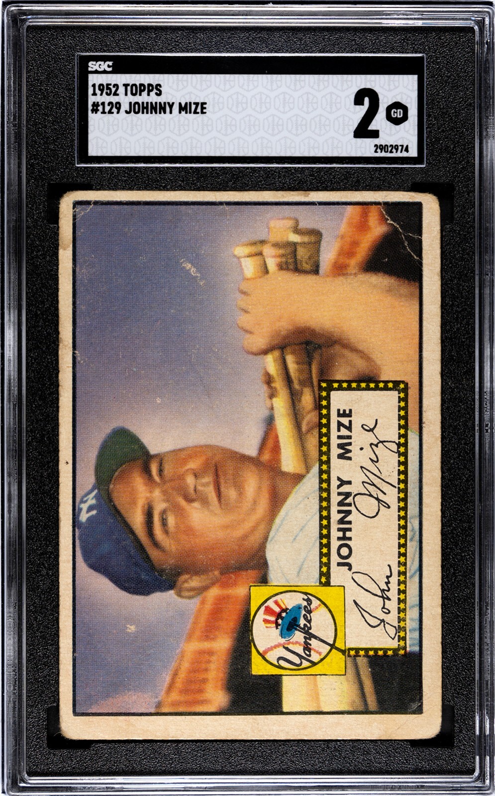 1952 Topps JOHNNY MIZE New York Yankees #129 SGC 2 Good Condition