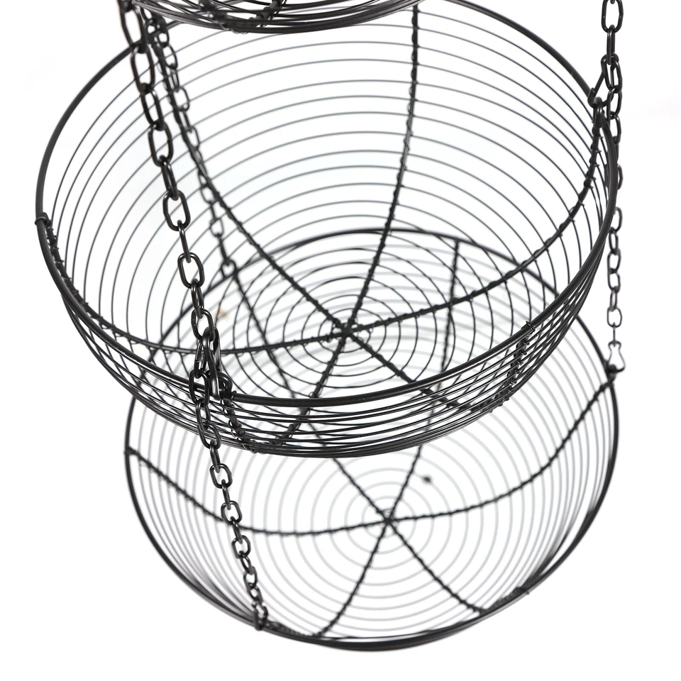 3-Etage Hängekorb Obstkorb zum Aufhängen Gemüsekorb Küchenampel Eisen Körbe 84cm - Bild 3 von 4