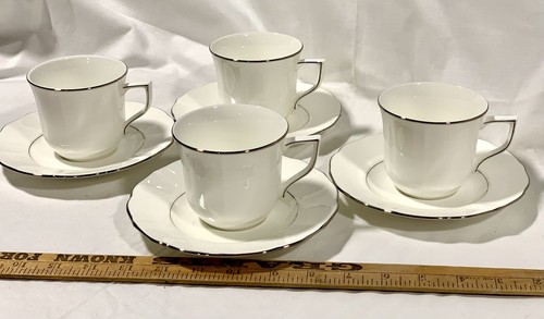 Set of 4 Mikasa Silver Moon Teacups and Saucers - Picture 2 of 4