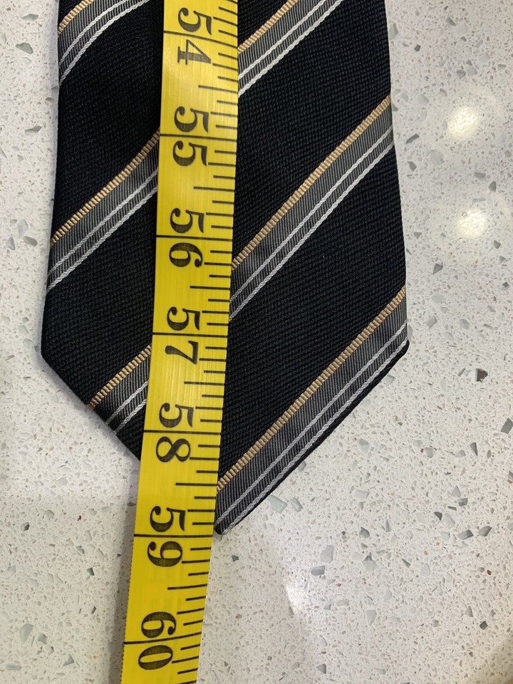 ARMANI Silk tie Made in Italy Black With Gold Grey And White