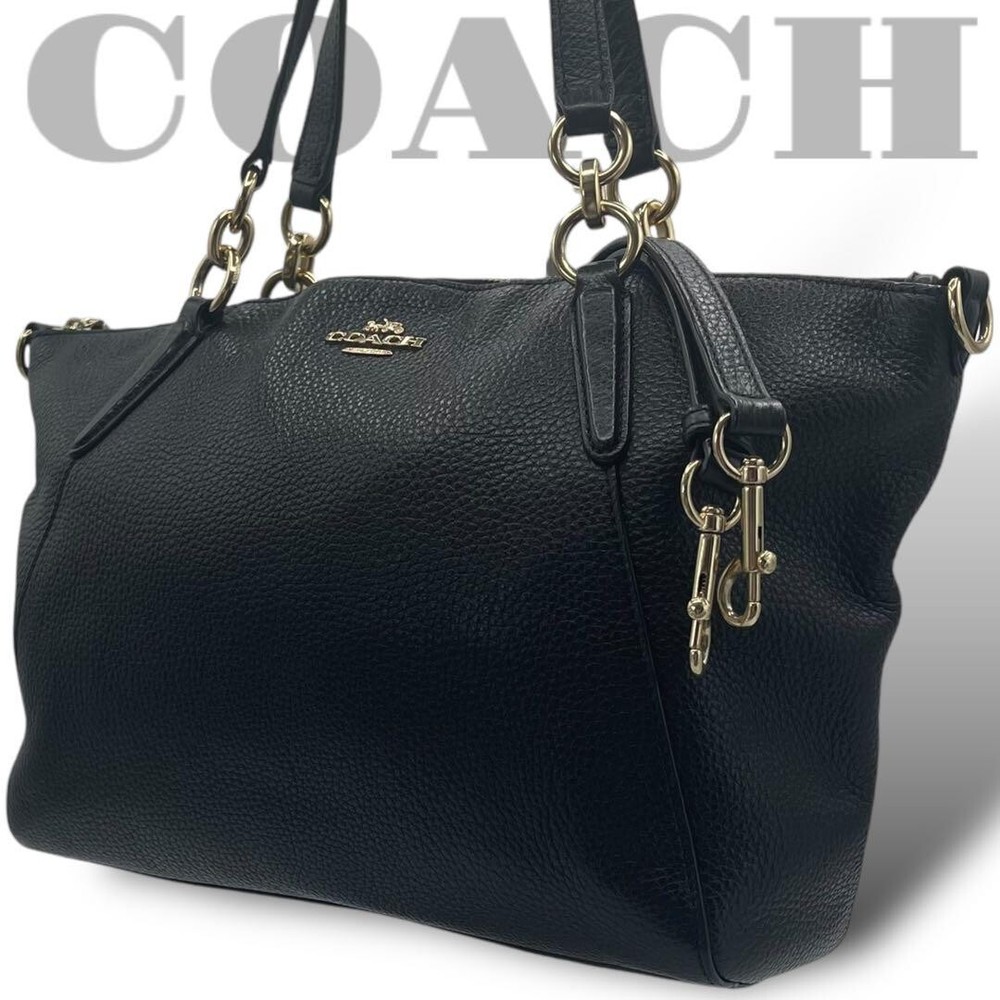 Used COACH 2-way shoulder bag, handbag, leather, black Japan’290