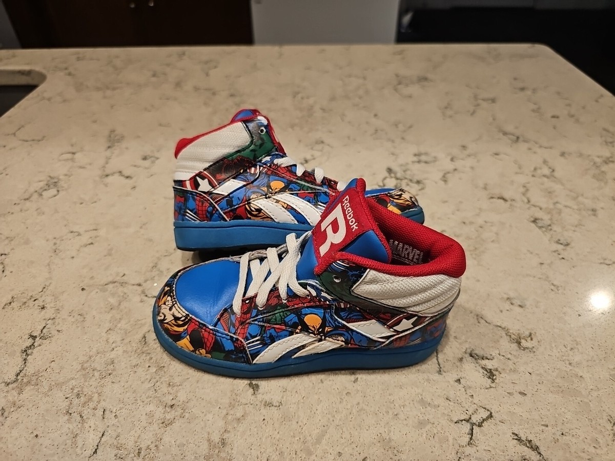 Reebok High Top Sneakers Size Marvel Super Hero Red/White/Blue