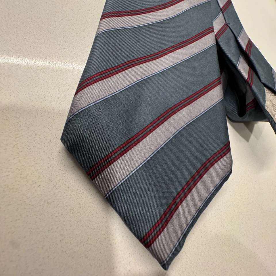 Vintage Christian Dior Tie Blue Stripe 100% Silk Signature Designer Paris Neck - Image 2 of 4