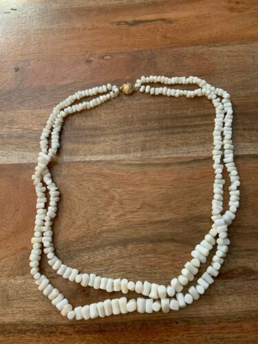 Vintage Gump's 14k White Coral Double Strand Necklace Rare - Picture 1 of 4