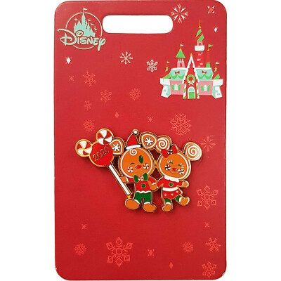 Disney Store Lebkuchen Pin Mickey Minnie Mouse Xmas Holiday Cheer Badge 2020