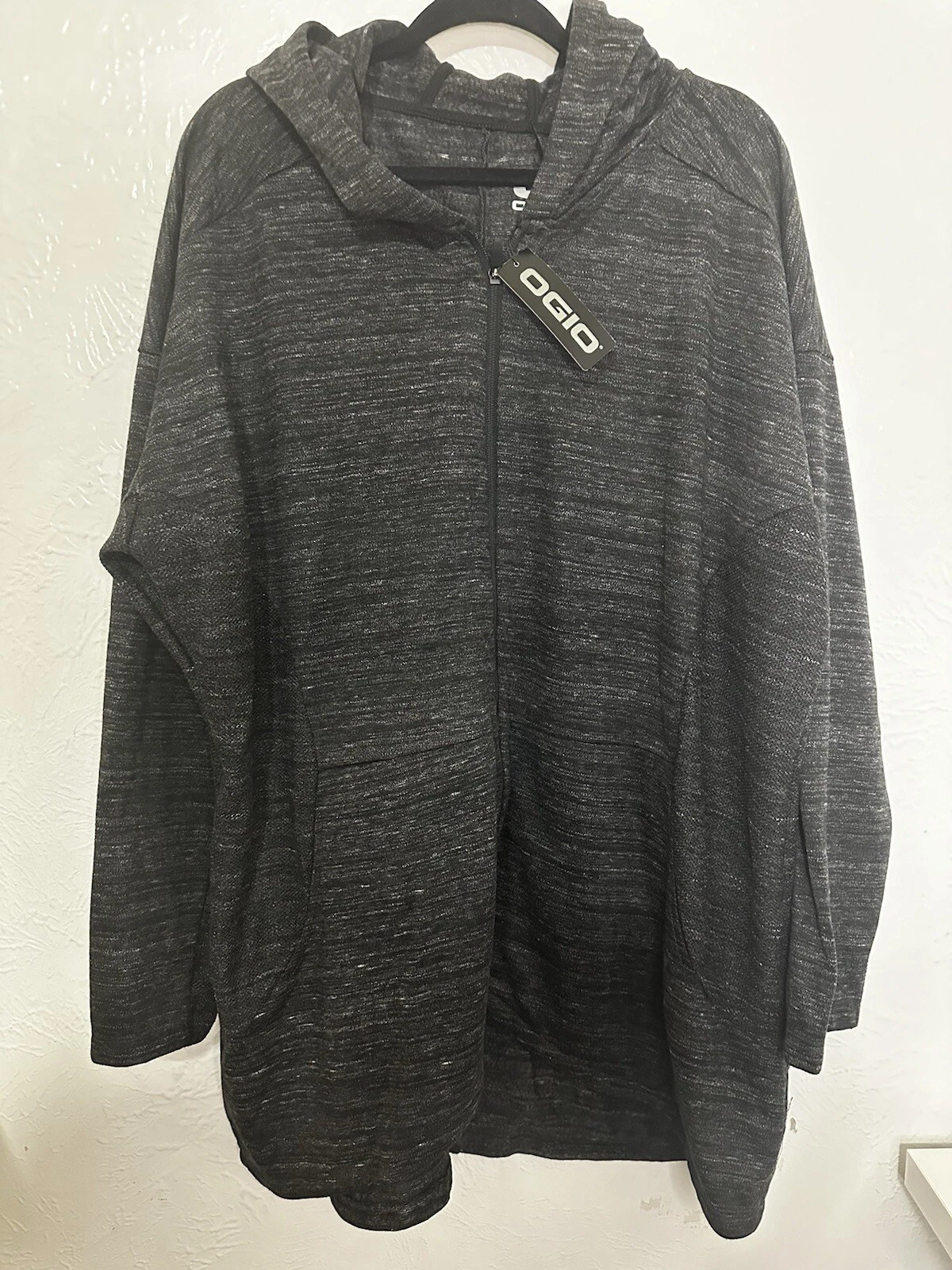Ogio Flux NWT Womens Full Zip Hoodie 4xl Gray Heather Jacquard Panels