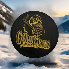 ALASKA GOLD KINGS VINTAGE MASCOT RARE OLD TEAM WCHL 🏒 PUCK Made In 🇨🇦 