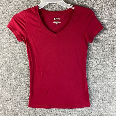 Active Basic Short Sleeve T-Shirt Top Medium Women's Slim Fit Cotton Blend Red