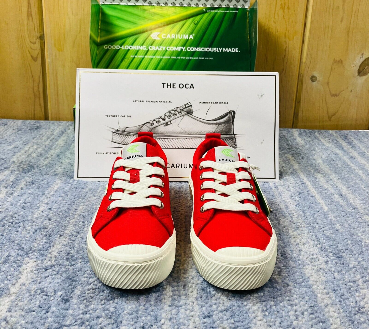 Cariuma Sneakers Mens 5 Red Knit Oca Low Top Lace Up Casual Comfort Shoes Cariuma OCA Low Rose Red Canvas Sneakers | Mercari main image 4