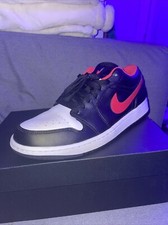 Nike Air Jordan 1 Low Shoes Black Fire Red White 553558-063 Men's Size 9.5