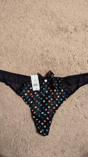 BOUX AVENUE BLACK MIX MULTI SPOT THONG  SIZE UK 6  NEW   RRP  £10  BARGAIN