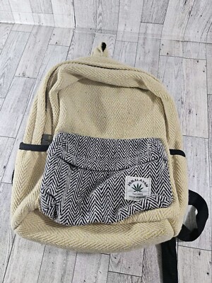 HIMALAYAN Hemp THC Free Backpack Rucksack Book Bag Gray Chevron Cream Mini